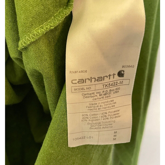 Men's Medium Carhartt Loose Fit Green Cotton Blend Crewneck Logo T-Shirto - Picture 4 of 5